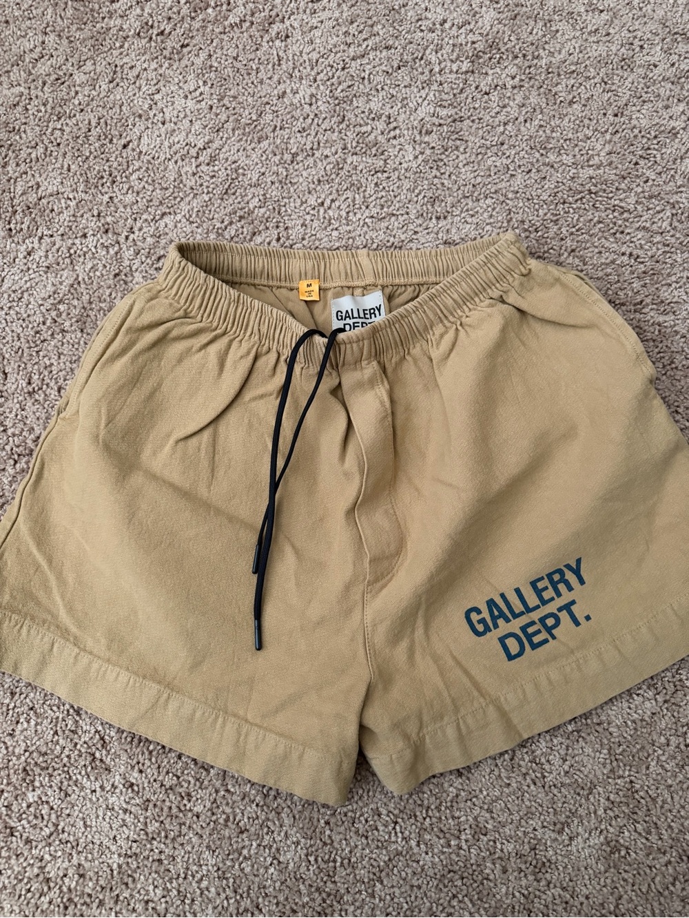 Gallery Dept Tan Elastic Waist Shorts with Logo